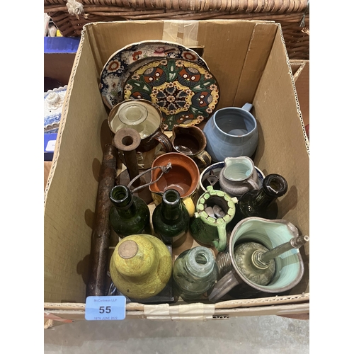 55 - Three boxes of ceramics and glassware