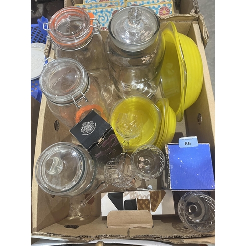 66 - Four storage jars and other glassware