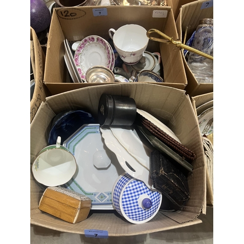 7 - Five boxes of ceramics and sundries