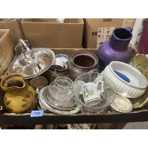 70 - Four boxes of ceramics and glassware