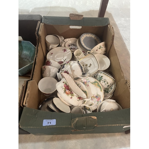 71 - Three boxes of ceramics etc.