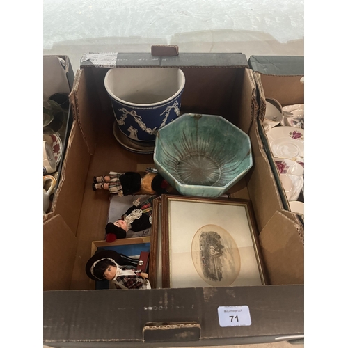 71 - Three boxes of ceramics etc.