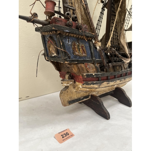 230 - A wooden model of the galleon Santa Maria. 22' high