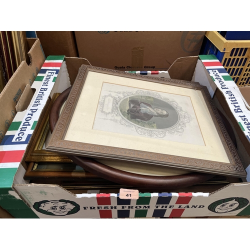 41 - Two boxes of framed pictures