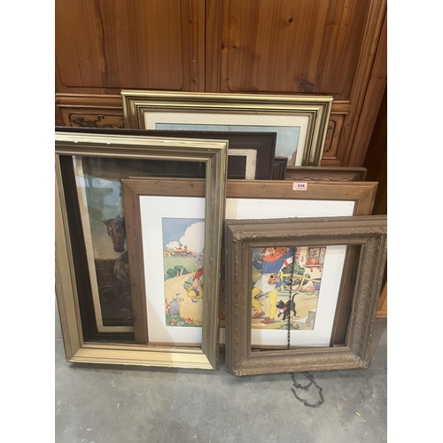 510 - Various framed prints and two picture frames