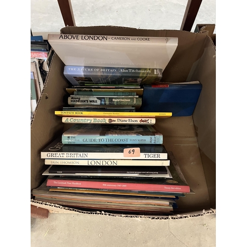 69 - Seven boxes of books, U.K; maps, guides, topography