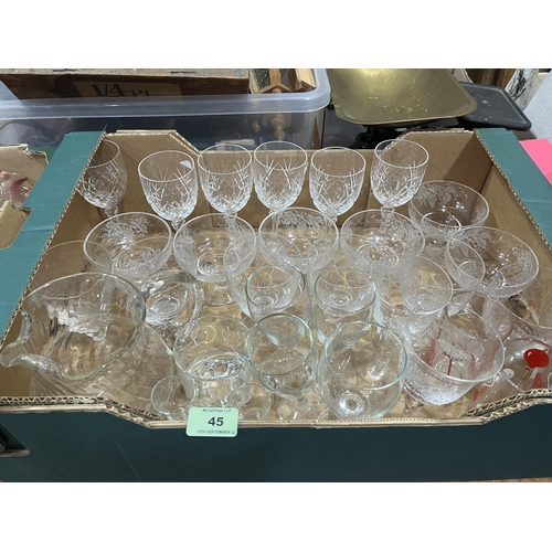 45 - Two boxes of glassware