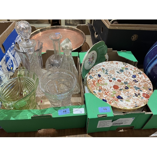 10 - Two boxes of glassware and a box of plates