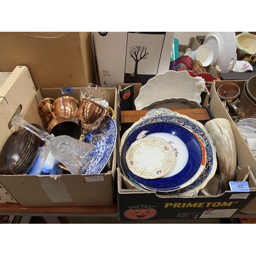 46 - Four boxes of ceramics and sundries