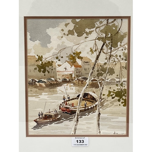 133 - LOW PUAY HUA. SINGAPOREAN Bn. 1945 Singapore River. Signed. Watercolour 10¼' x 8¾'. Prov: Purchased ... 