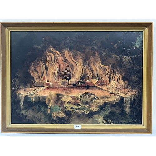 154 - ZOLTAN HECHT. HUNGARIAN AMERICAN 1890-1969 A fiery surrealist landscape. Signed and dated 1960. Mixe... 