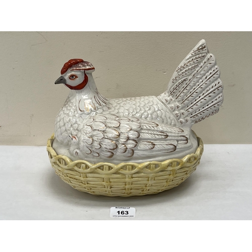 163 - A Victorian hen on basket egg dish. 11' long