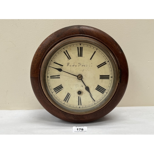 178 - A 19th century mahogany cabin timepiece; the brass movement by Winterhalder and Hofmeir, the dial si... 