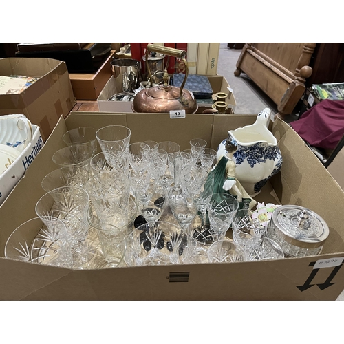 19 - A box of glassware etc.