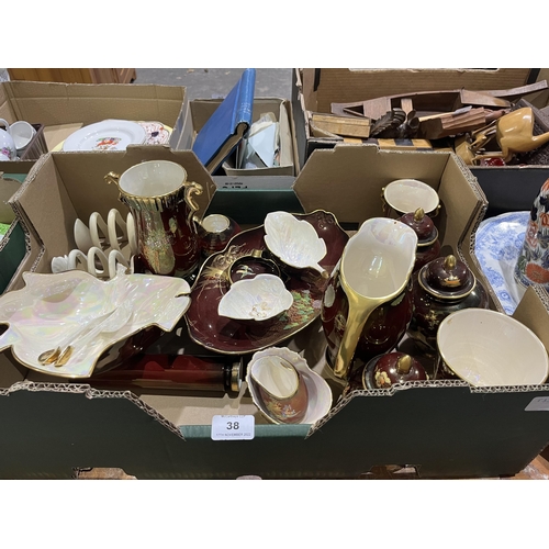 38 - Two boxes of Carlton Ware and Crown Devon ceramics