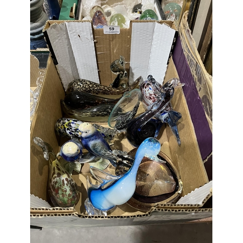 59 - Two boxes of glass bird ornaments etc.