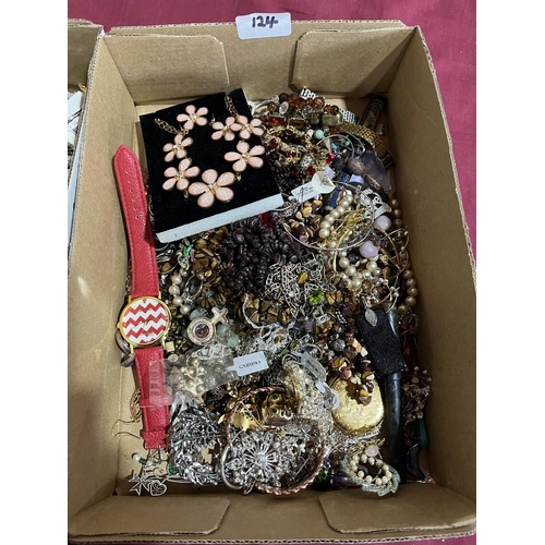 124 - A box of costume jewellery