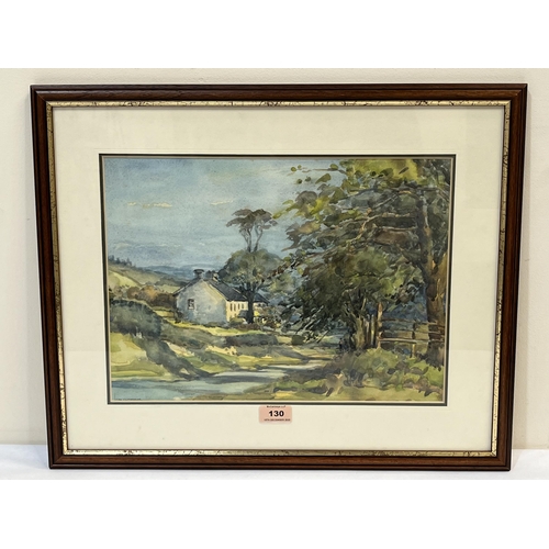 130 - JOHN CLITHEROE. BRITISH 20TH CENTURY A cottage by a stream. Signed. Watercolour 11¼' x 15½'