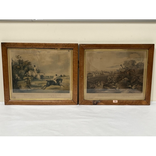 143 - THOMAS FAIRLAND AFTER F.C.TURNER A set of six hunting prints 'Bachelor's Hall. Maple framed. 18' x 2... 