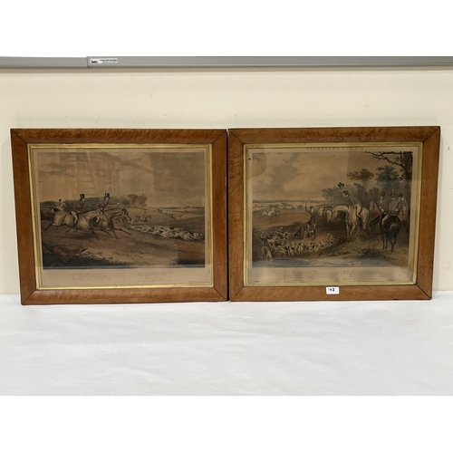 143 - THOMAS FAIRLAND AFTER F.C.TURNER A set of six hunting prints 'Bachelor's Hall. Maple framed. 18' x 2... 