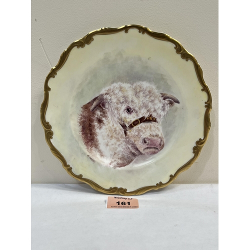 161 - A plate painted with a Hereford Bull by G.Delaney. Signed. 8' diam.