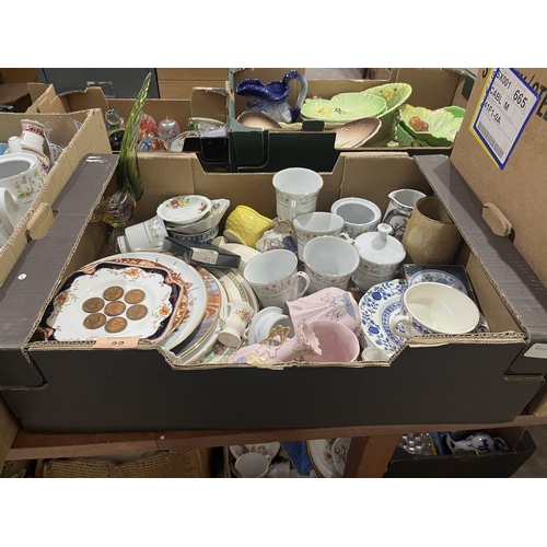 22 - Two boxes of ceramics and glassware