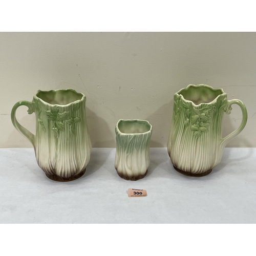 300 - A pair of Sylvac celery vases and a Sylvac spring onion jar (3)