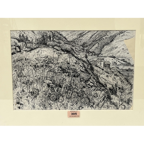 305 - MALCOME MILNE. BRITISH 1887-1954 Zermatt. Signed and inscribed. Pen and ink 9½' x 14½'