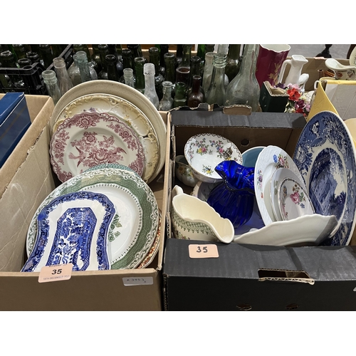 35 - Five boxes of ceramics and glassware