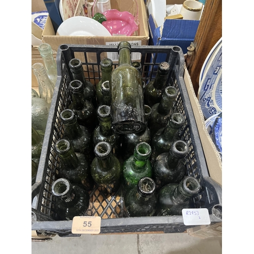 55 - A collection of old bottles including many from Oswestry