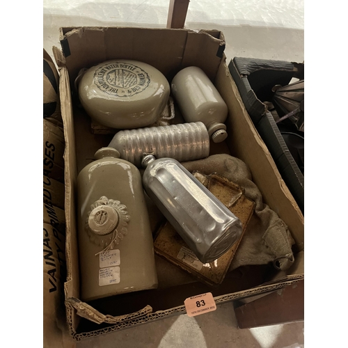 83 - Two boxes of kitchenalia and a box of automative lamps