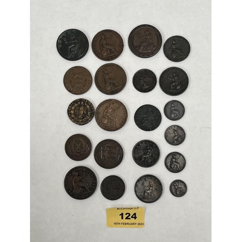 124 - A collection of 18th and 19th century English and foreign coins