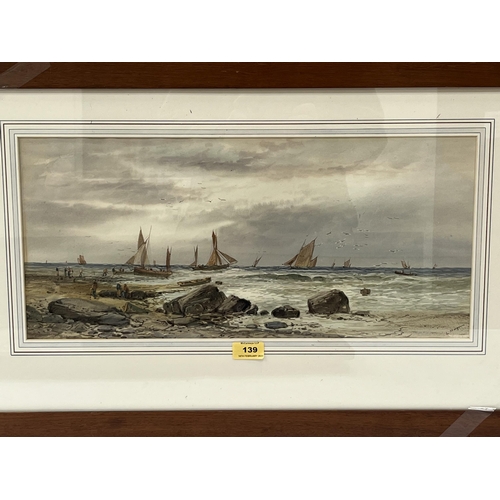 139 - 20TH CENTURY SCHOOL Extensive beach scenes with boats and figures. A pair. Indistinctly signed. Wate... 