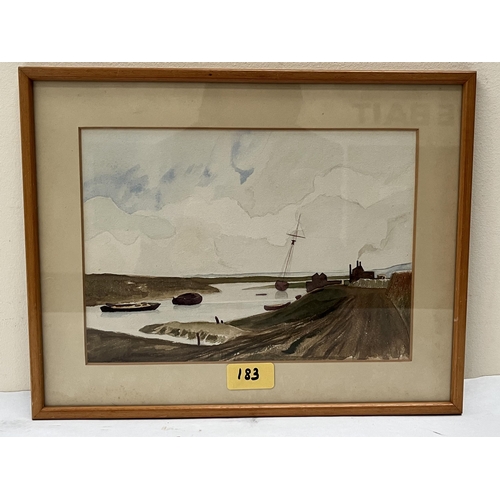 183 - An oil study of a girl with dove signed G.T. Coldicott 10' x 8' and a watercolour estuary scene in t... 