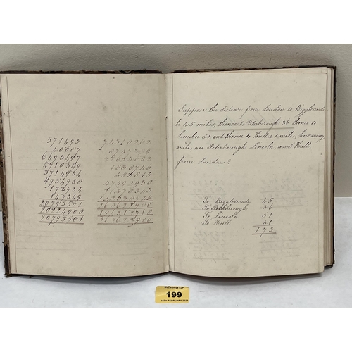 199 - A William IV mathematical manuscript, the frontispiece inscribed Miss Rogers and dated 1835. Marbled... 