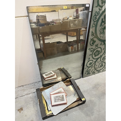 31 - Two mirror plates and a box of mirror plates