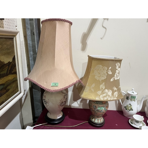 1 - Two oriental style ceramic table lamps