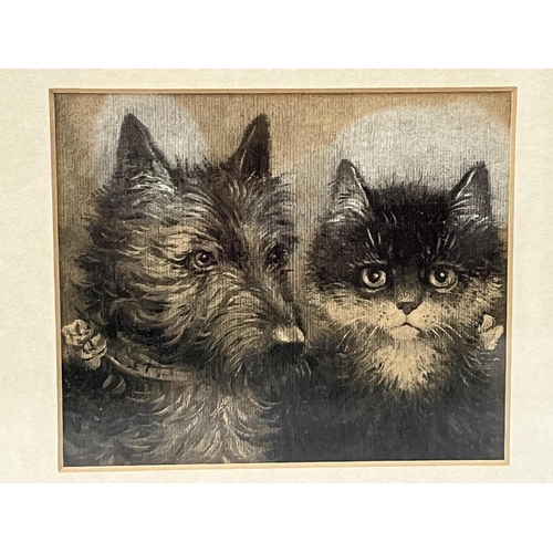 134 - LATE 19TH/EARLY 20TH CENTURY SCHOOL Study of a terrier with cat. Watercolour 4' x 4¾'