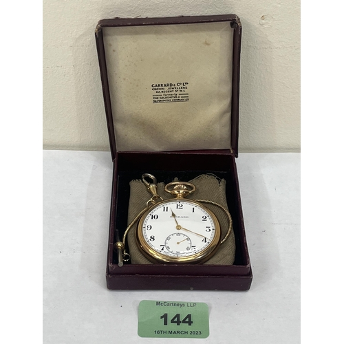 144 - A Garrard plated keyless watch, the enamel dial with Arabic numerals and subsidiary second dial, the... 