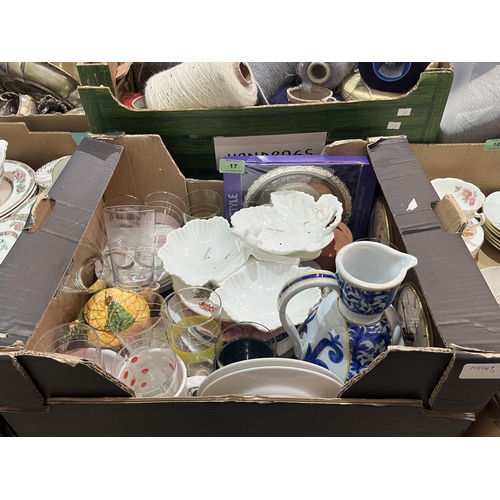 17 - Three boxes of ceramics to include Royal Worcester, Indian Tree dinnerware etc.