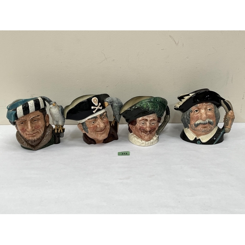 212 - Four large Royal Doulton character jugs