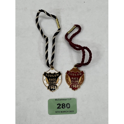 280 - Two Ludlow Race Club medals, 1968; 1969