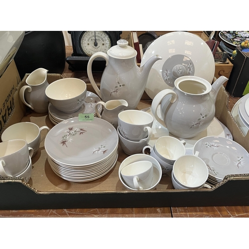 55 - A Royal Doulton Frost pine pattern dinner and tea service comprising 56 pieces. Teapot lacks cover