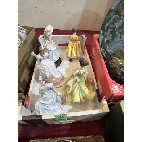 80 - Five Royal Doulton and Royal Worcester figurines