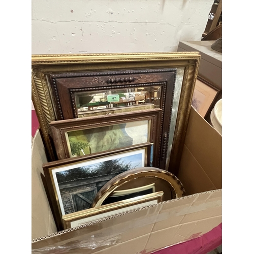 87 - Two boxes of pictures and mirrors