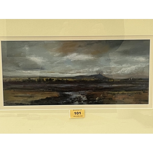 101 - VALERIE CRAIG. BRITISH CONTEMPORY Scrabo from Castle Espie. Signed. Inscribed verso. Oil on laid dow... 