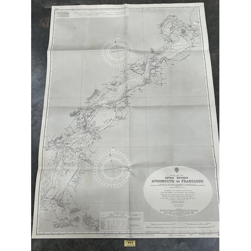 111 - An Admiralty map of River Severn, Avonmouth to Framilode. 40' x 27½'. Unframed