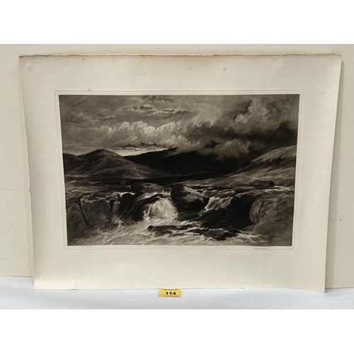 114 - FRANK SHORT. BRITISH 1857-1945 / W.J. MULLER Moorland landscape. Signed in pencil. Mezzotint. 11' x ... 