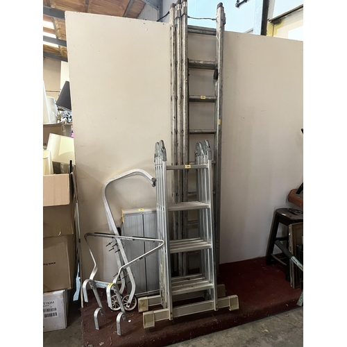 283 - Two aluminium folding ladders etc.