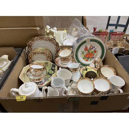 39 - Two boxes of dinner, teaware and decorative ceramics